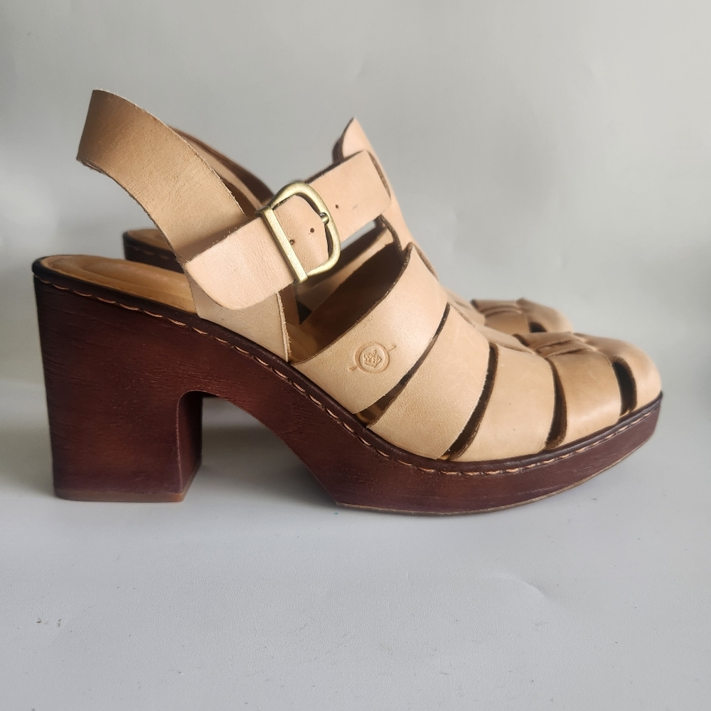 NWT  BORN Hartley Platform Sandals Natural Tan Size 11 - Picture 3 of 15